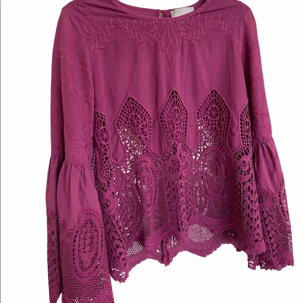 Anthropologie Chloe Oliver Embroidered Top
